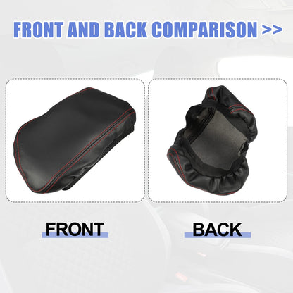 Car Center Console Armrest Cover for BMW X1 2016-2021 Black Red Stitching