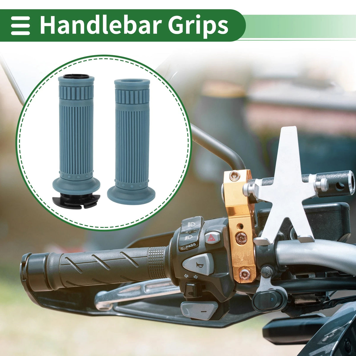 Grips / 7/8" 22mm Motorcycle Hand Grips TPU Gray Blue Stripe for Motorcycle