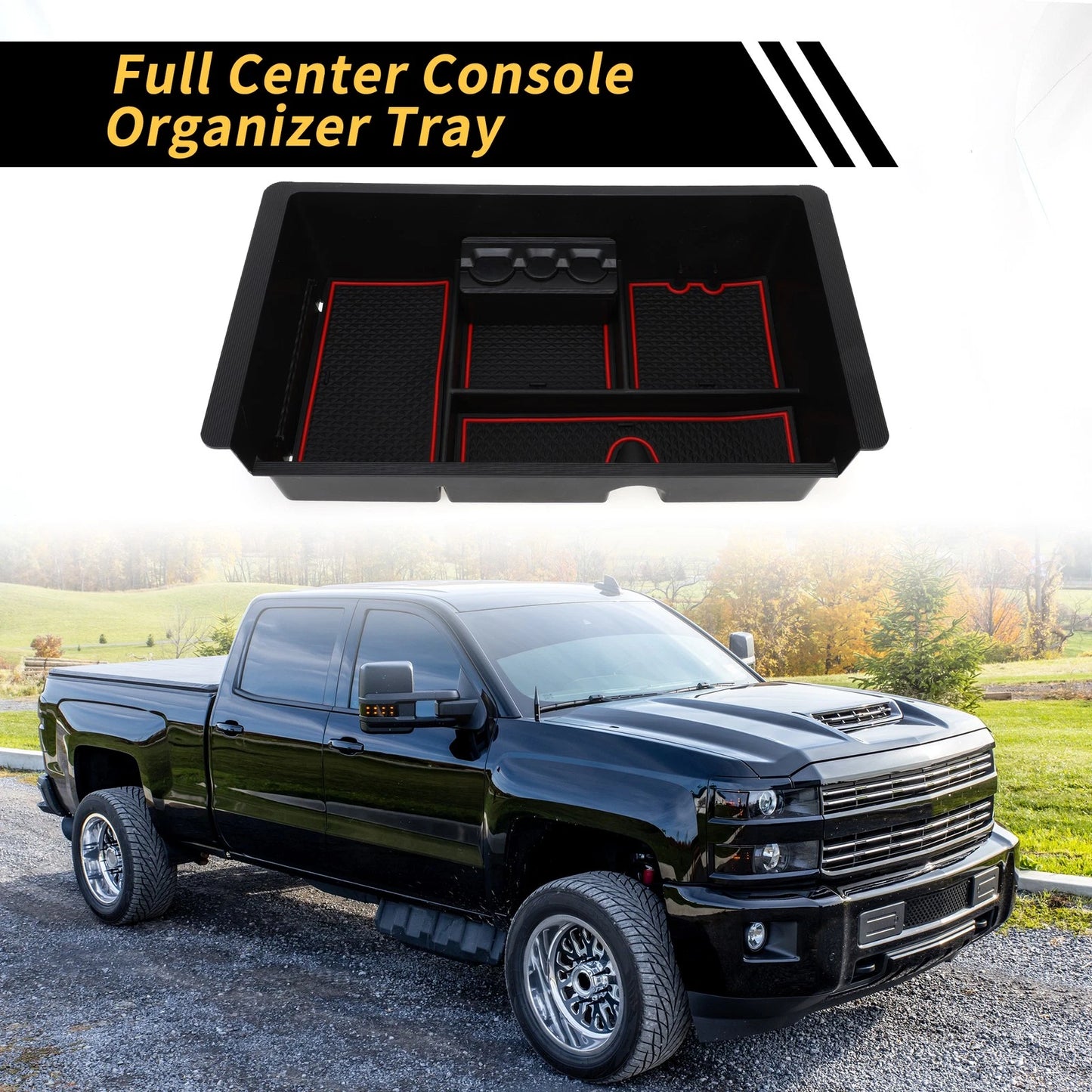 Full Center Console Organizer Insert Tray for Chevy Silverado 1500