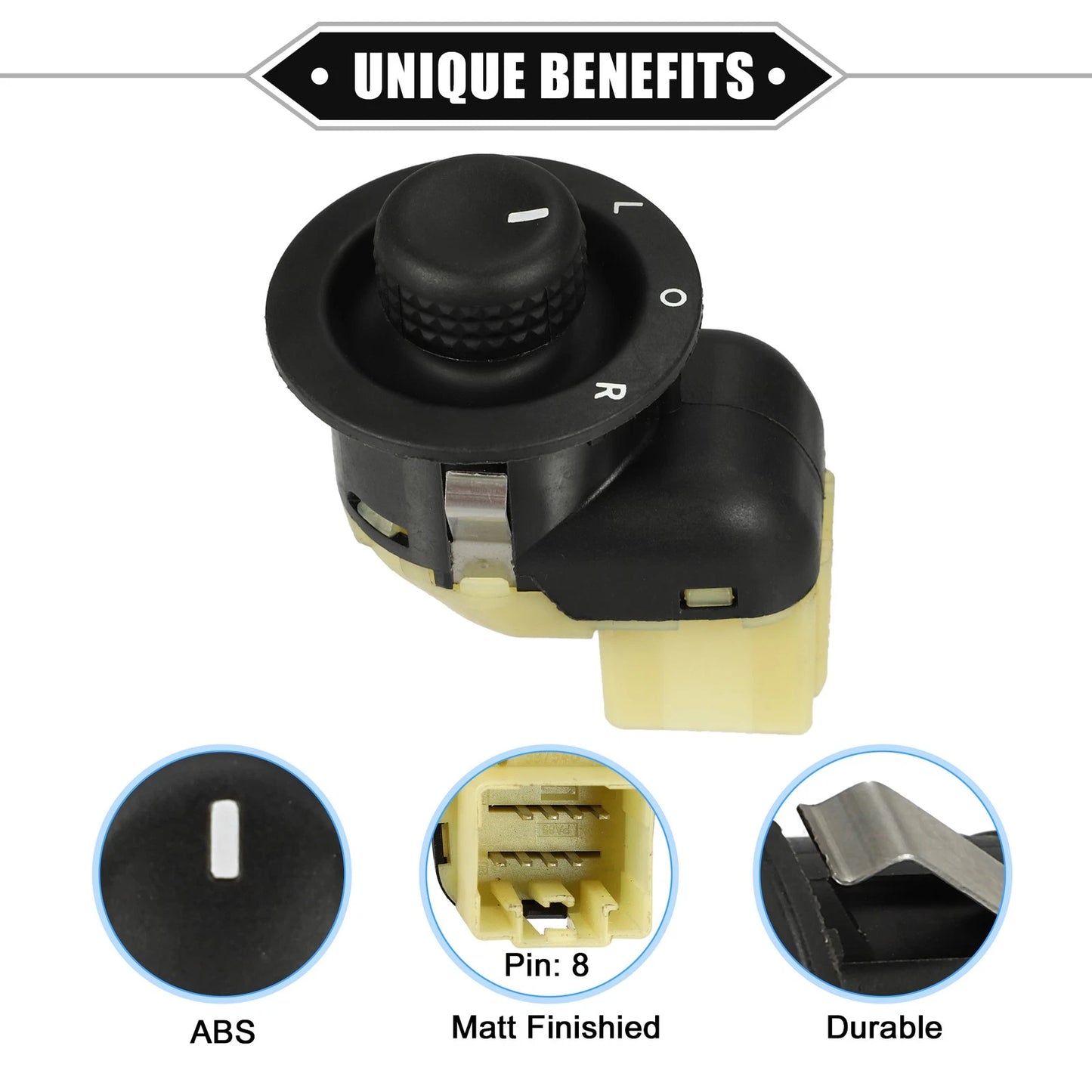 Power Mirror Control Switch for Jeep Patriot 2.4L (2012-2017) Black Plastic