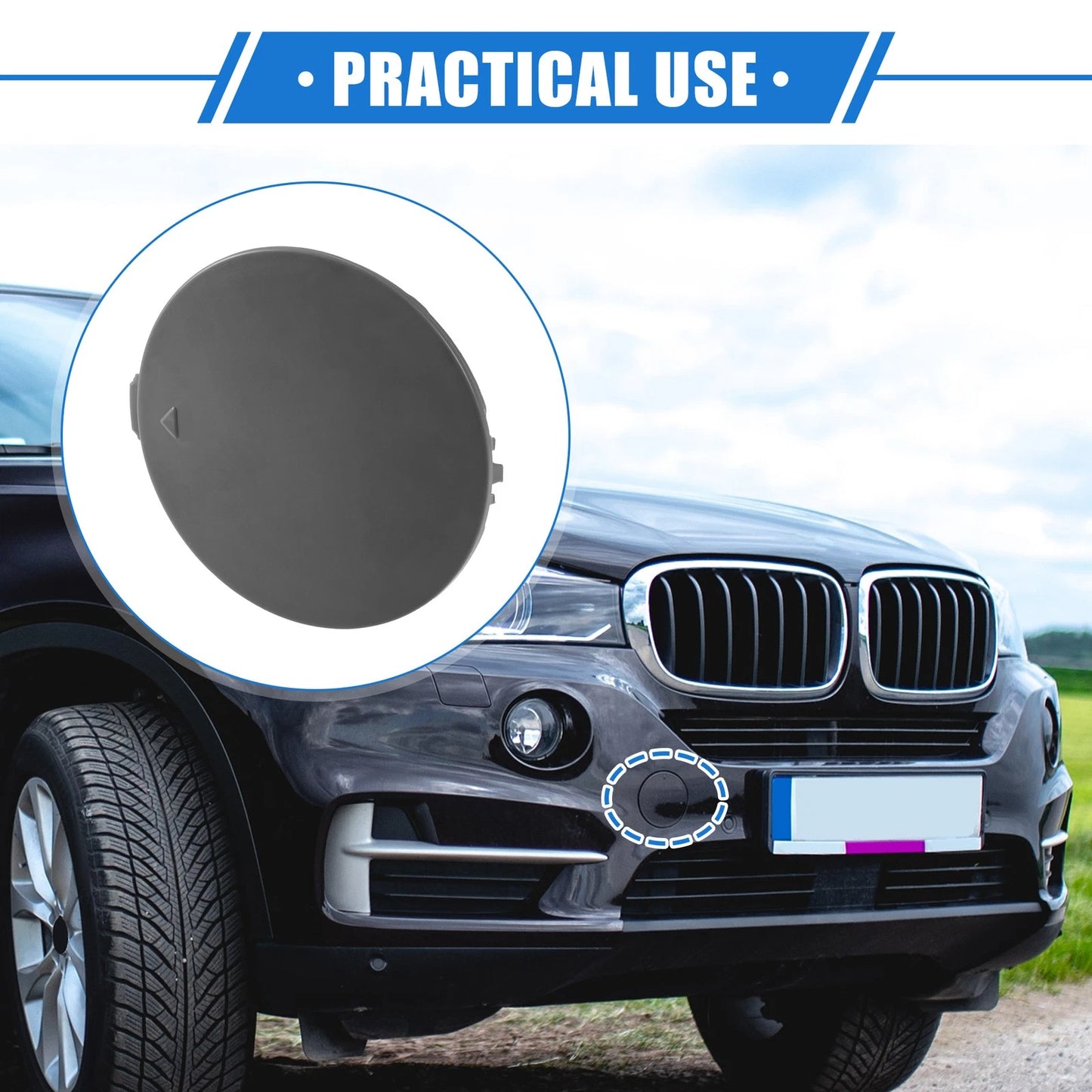 Front Right Bumper Tow Hook Cover for BMW X5 (2016-2018) Gray