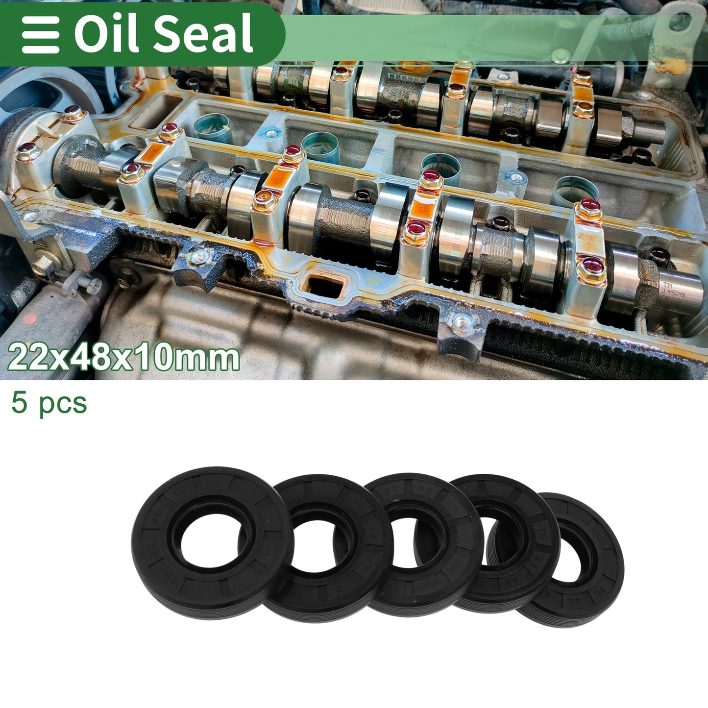 Oil Seal Rotary Shaft Seal NBR Rubber 22x48x10mm Black