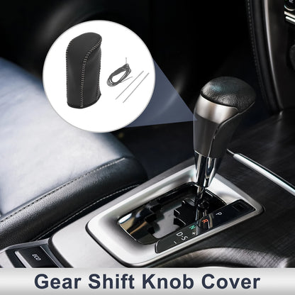 Gear Shift Knob Cover for Nissan Tiida 2004-2012 Black Grey Faux Leather