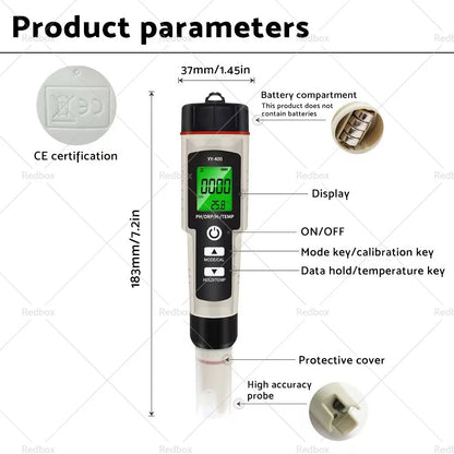 4 in 1 Hydrogen-Rich Water Quality Tester for PH/ORP/TEMP Meter
