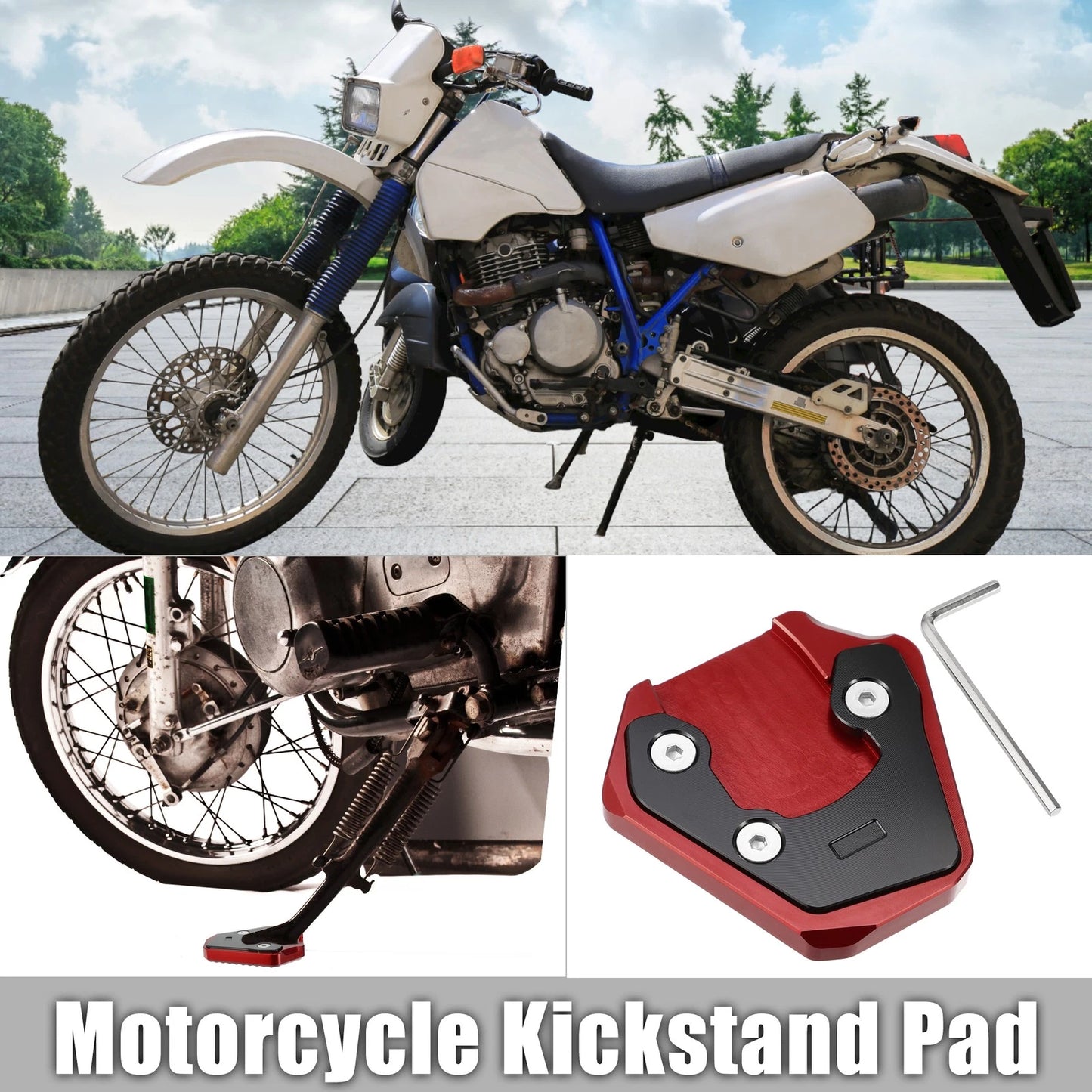1 Set Kickstand Plate Pad for Suzuki gsxs 750 Black Red (2017–2022)