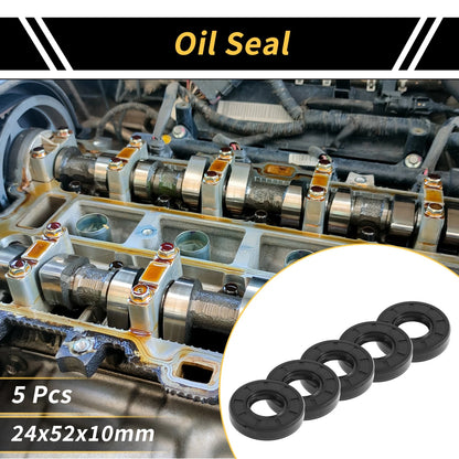 Oil Seal 24x52x10mm Seal Ring Rotary Shaft Seal NBR Rubber 5 Pcs for Vehicle