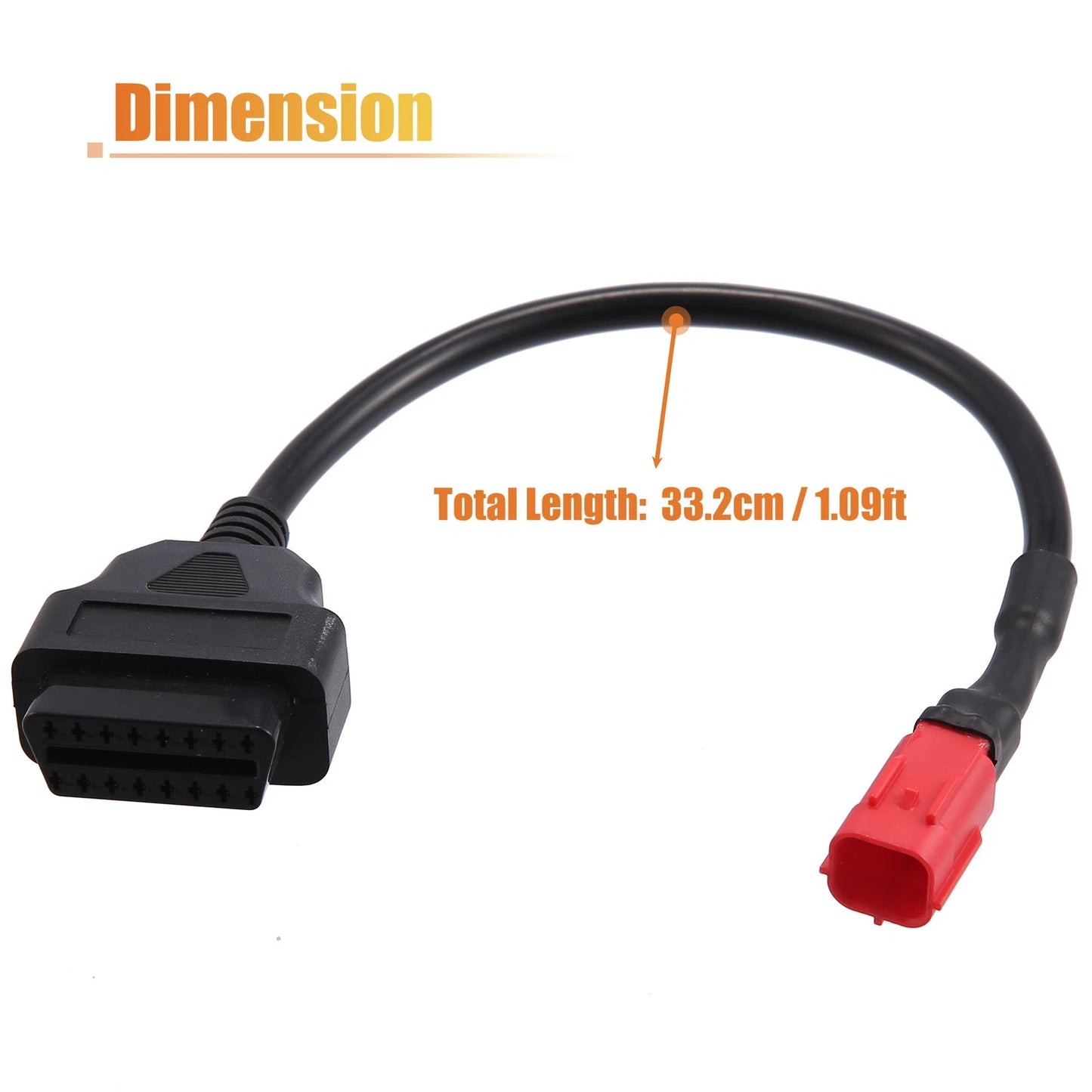 1.09ft 6 Pin to OBDII OBD Cable Cord Diagnostic Adapter for Motorcycle