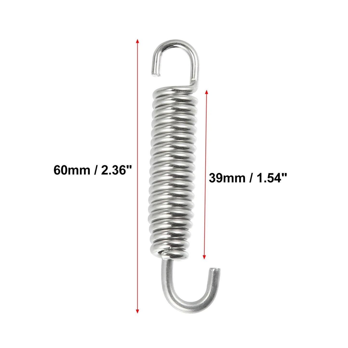 Set 39mm Motorcycle Exhaust Pipe Spring with 4 U Shape Hook Silver Tone