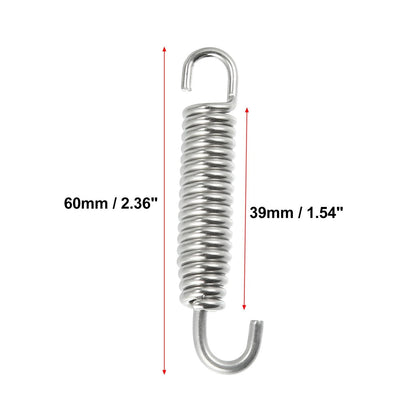 Set 39mm Motorcycle Exhaust Pipe Spring with 4 U Shape Hook Silver Tone