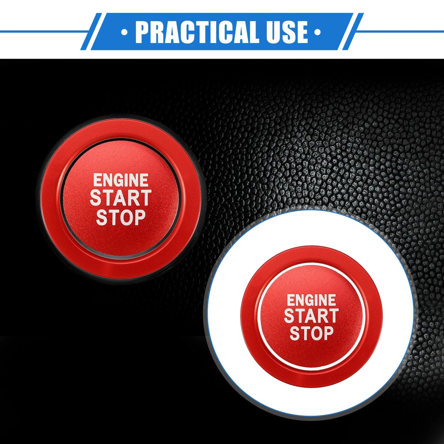 Engine Start Stop Button Cover Ring Kit for Toyota Highlander (2020-2022) Red