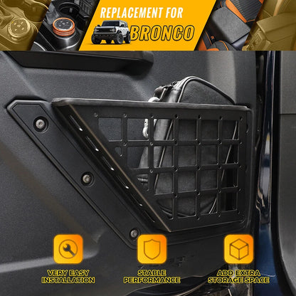 2 x Front Door Panel Pocket Organizer Box for 2021-2023 Ford Bronco