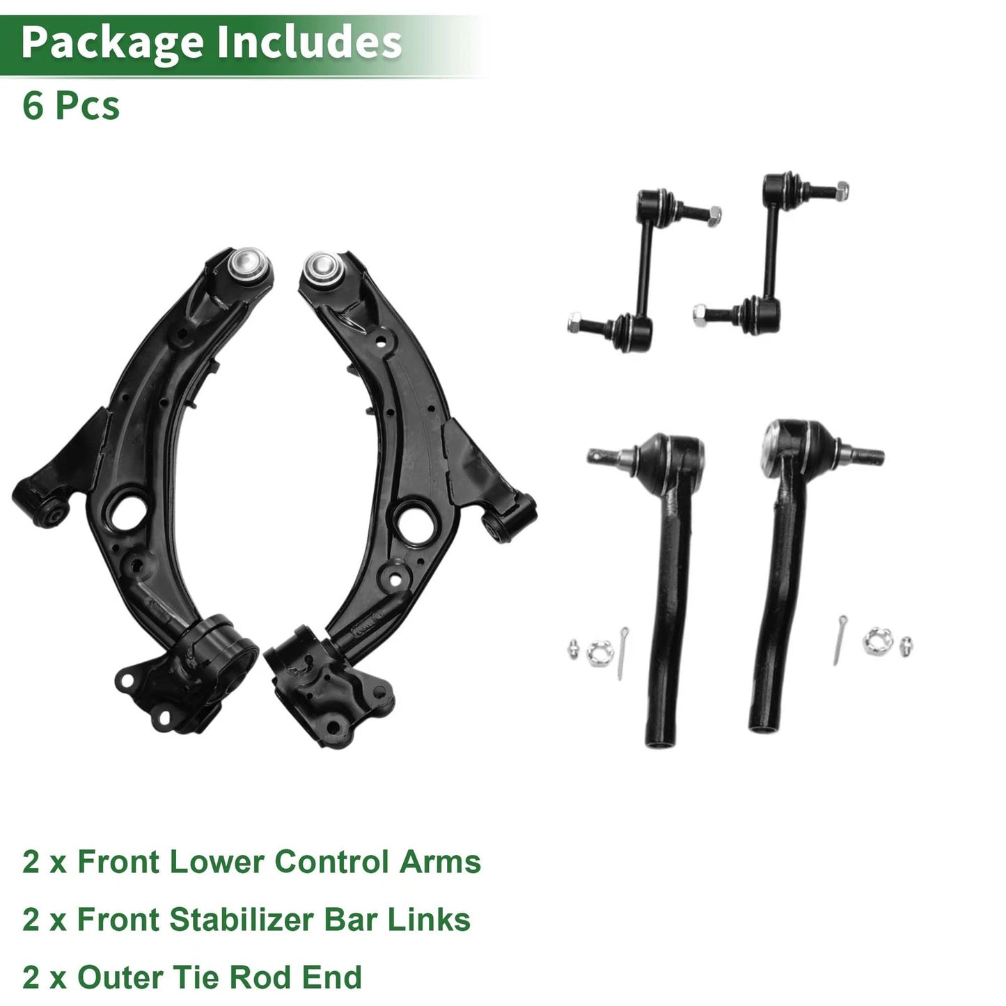 6 Pcs Front Lower Control Arms for Ford Edge (2007-2014)