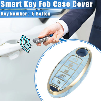 5 Button Smart Key Fob Cover TPU Blue for Nissan Altima Maxima