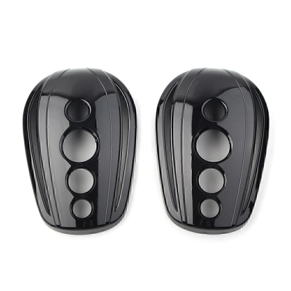 Black Oval Rearview Mirror Covers for Harley Dyna, Street Glide, Softail, Sportster