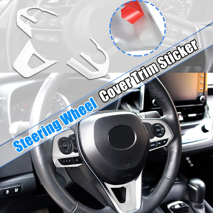 3 Pcs Silver Steering Wheel Cover Trim for Toyota Corolla RAV4 (2019-2022)