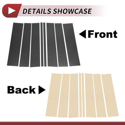8 Pcs Door Pillar Window Trim for Ford Flex (2009-2015) Carbon Fiber Black