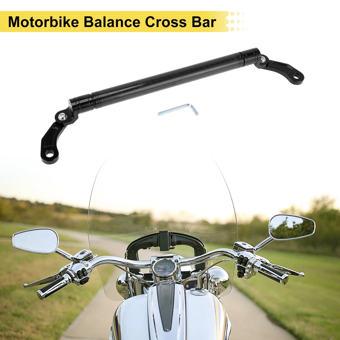 Handlebars Motorcycle Balance Cross Bar 10mm 0.39" Hole Black
