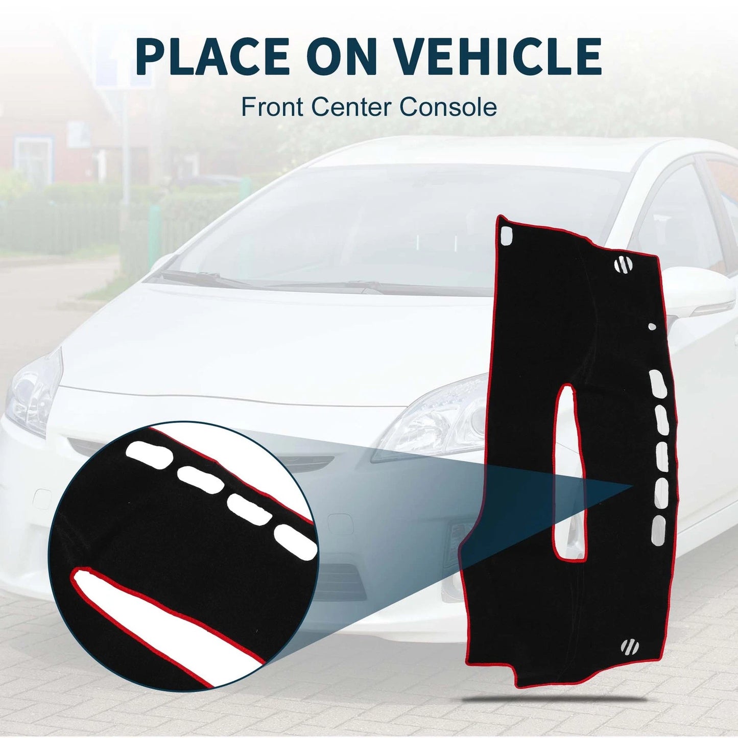 Dashboard Cover Mat for Toyota Prius 30 Series (2009-2015) - Black Red 1 Set
