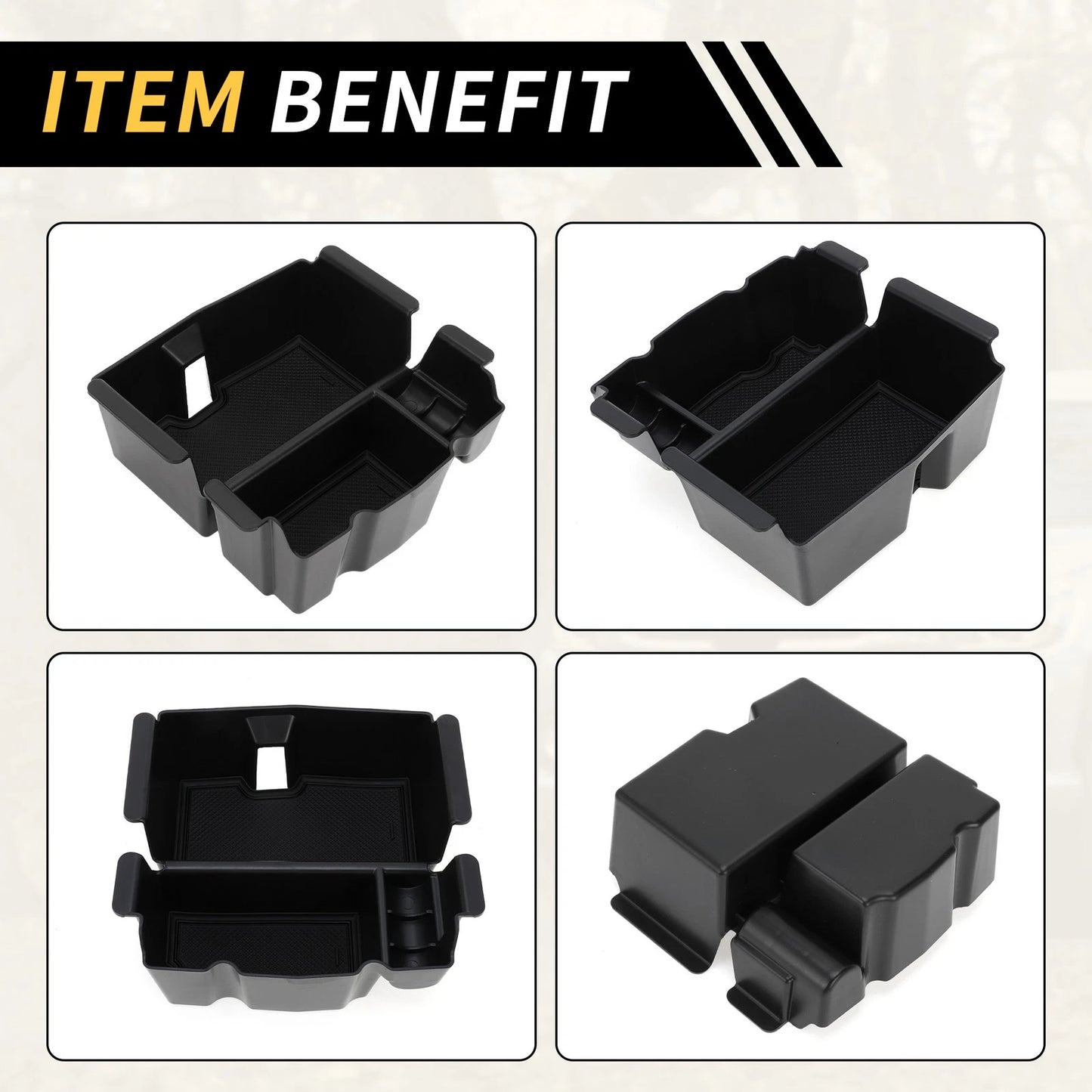 Center Console Organizer Tray for Jeep Wrangler JL JLU (2018-2022) Black