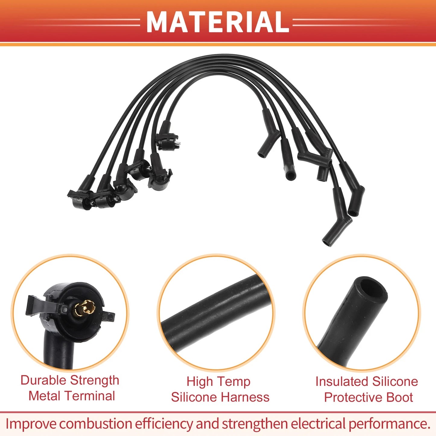 6 x Spark Plug Wire Ignition Coil Cables for Ford Ranger (2001-2005)