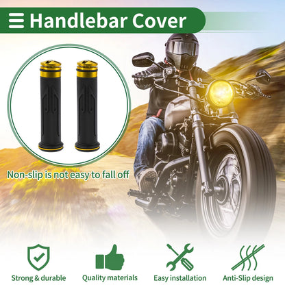 7/8" 22mm Motorcycle Hand Grips Cover Handlebar Grip Rubber Gold Tone 1 Pair