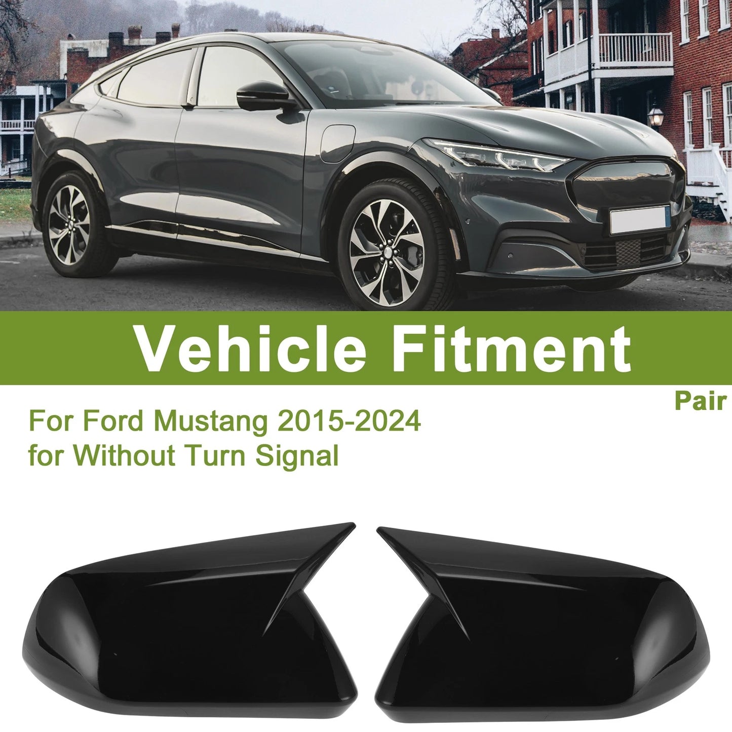 Gloss Black Mirror Cover Caps for Ford Mustang (2015-2023)