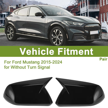 Gloss Black Mirror Cover Caps for Ford Mustang (2015-2023)