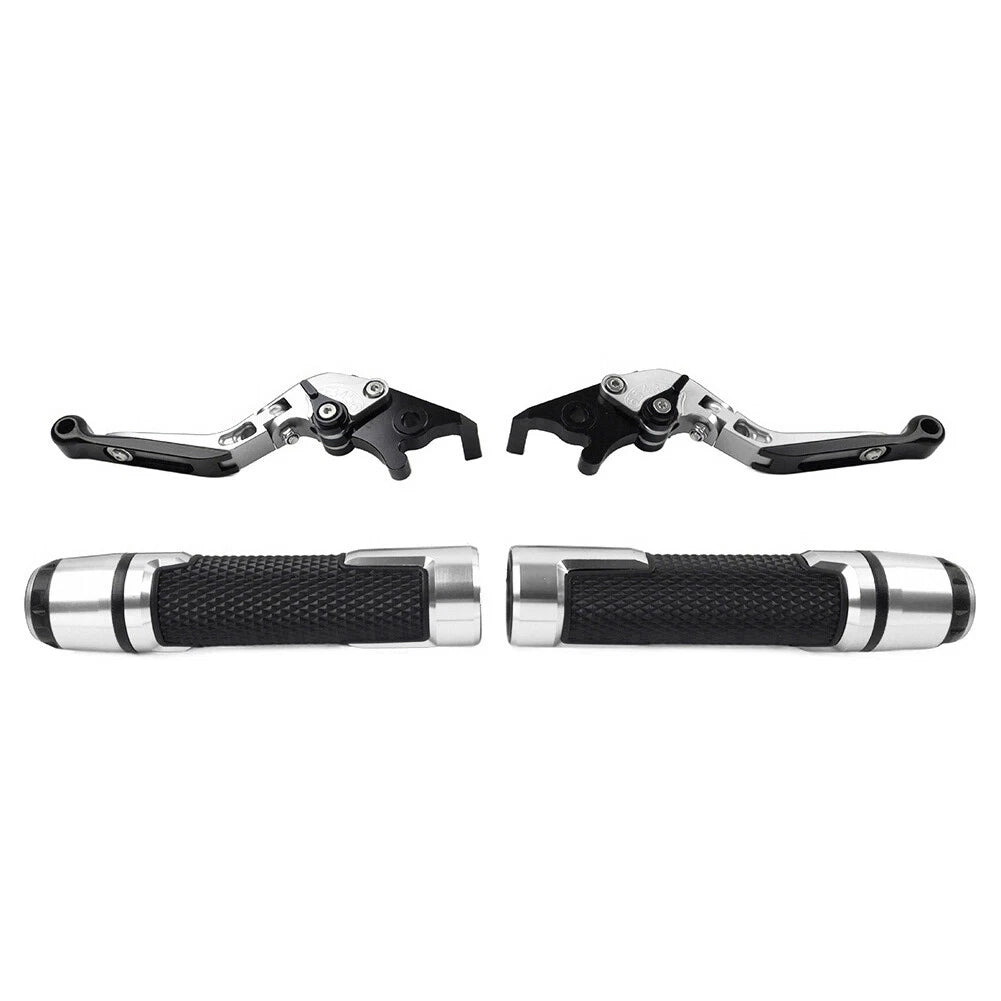 Silver Extendable Brake Clutch Levers Grip Set for Kawasaki ZX10R (2016-2023)