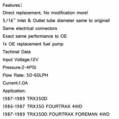 Fuel Pump for Honda Fourtrax TRX 350 350D (1986-1989)
