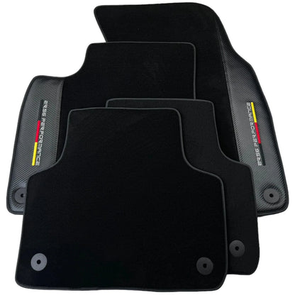 Black Floor Mats for Audi A5 Coupe (2007-2016) with Carbon Fiber - 2 x Mats