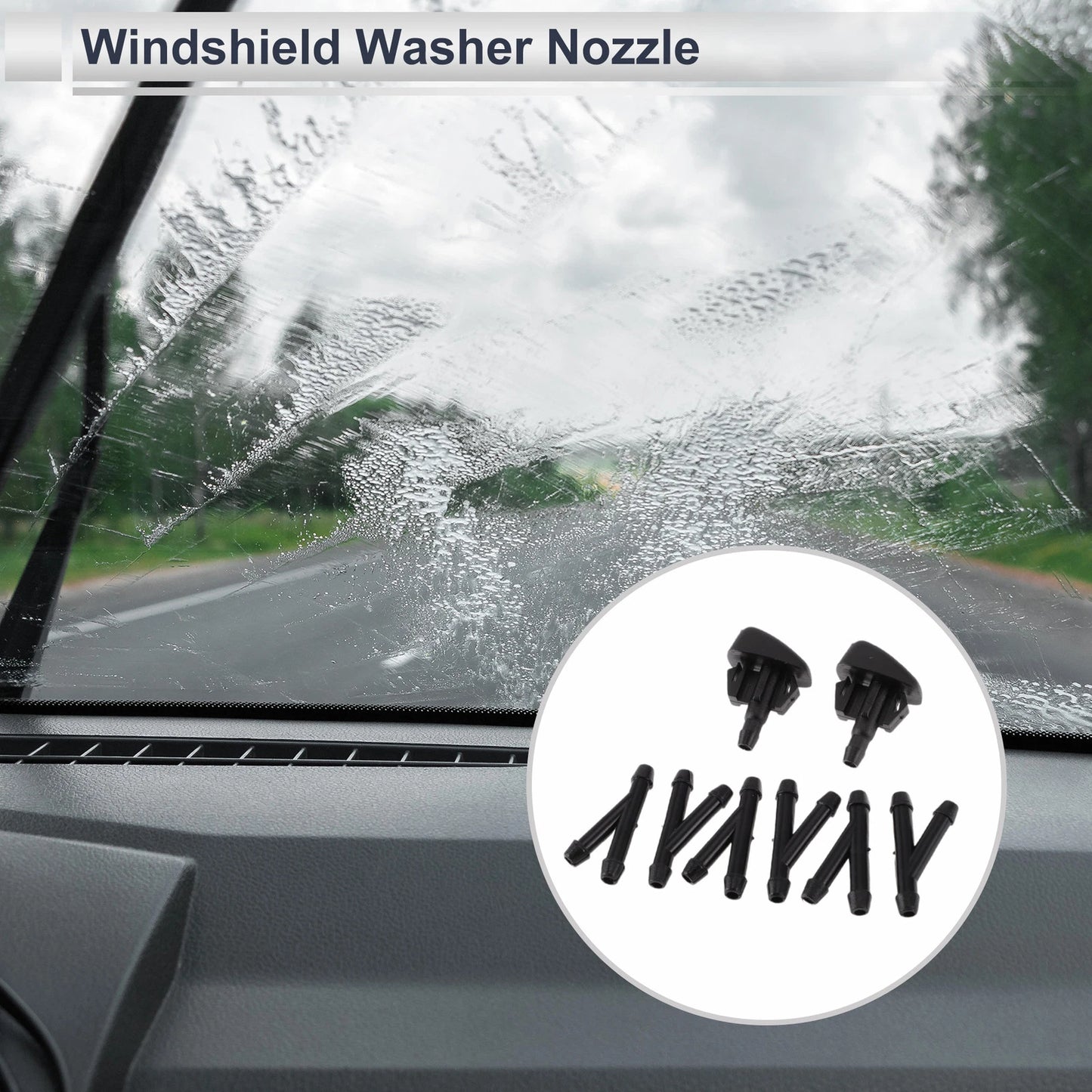 6 x Windshield Washer Nozzles & Hose Connectors for Mazda