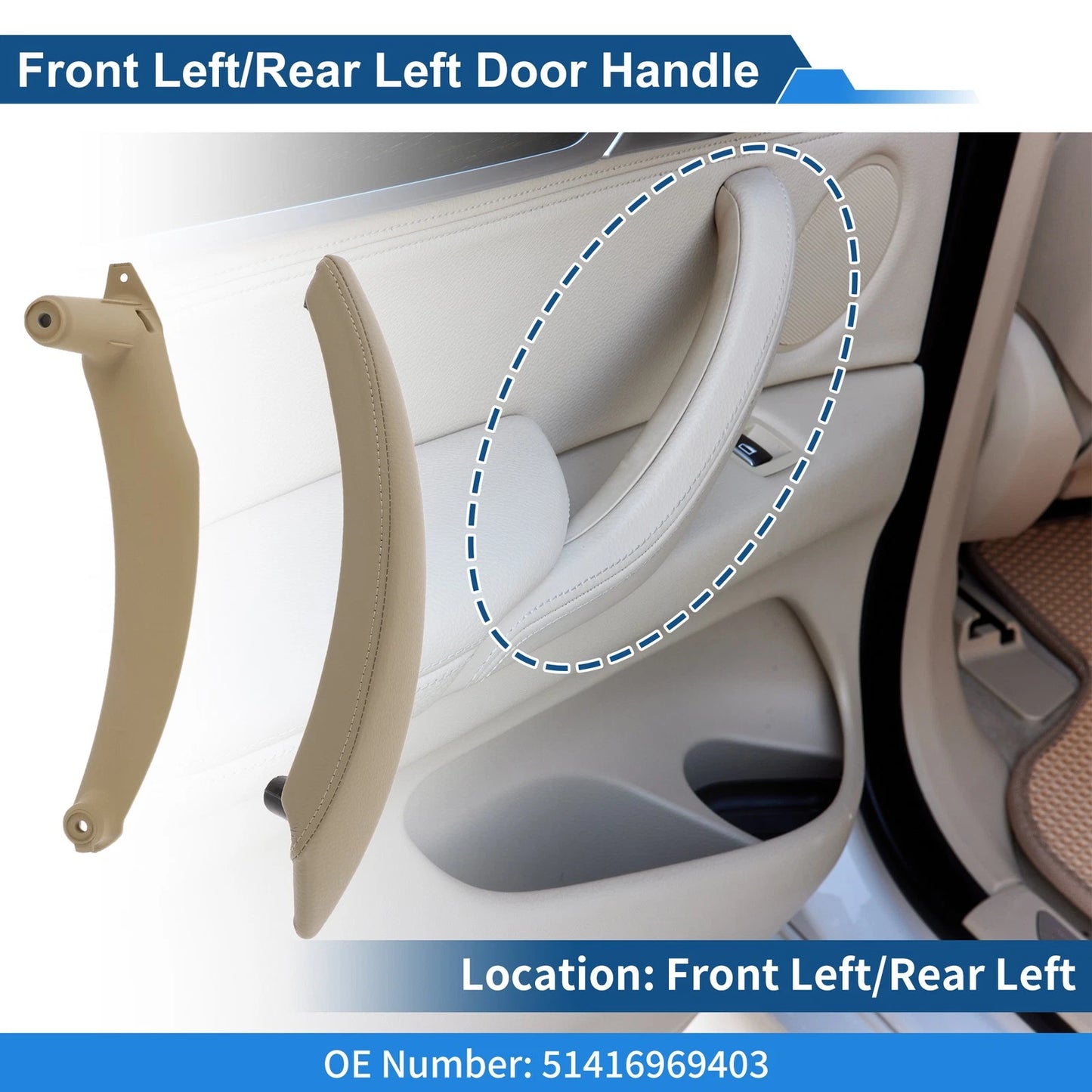 Inner Door Panel Handle Beige for BMW X5 X6 E70 E71 E72 (2007-2013)