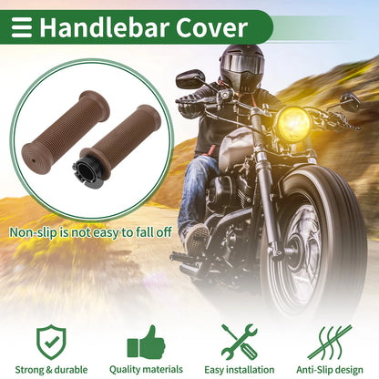 Grips / 7/8" 22mm / Motorcycle Hand Grips Cover Kit Brown Thread Pattern