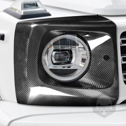 Real Dry Carbon Fiber Headlight Cover Trim for Benz G500 G63 W464 2019-2023