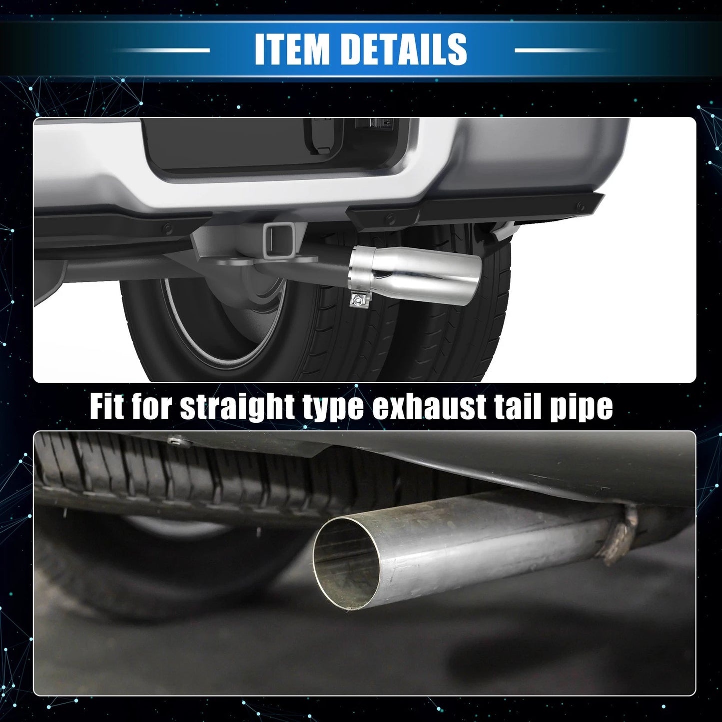 2.8" Inlet 8.5" Length Exhaust Tip for Toyota Tacoma (2005-2023)