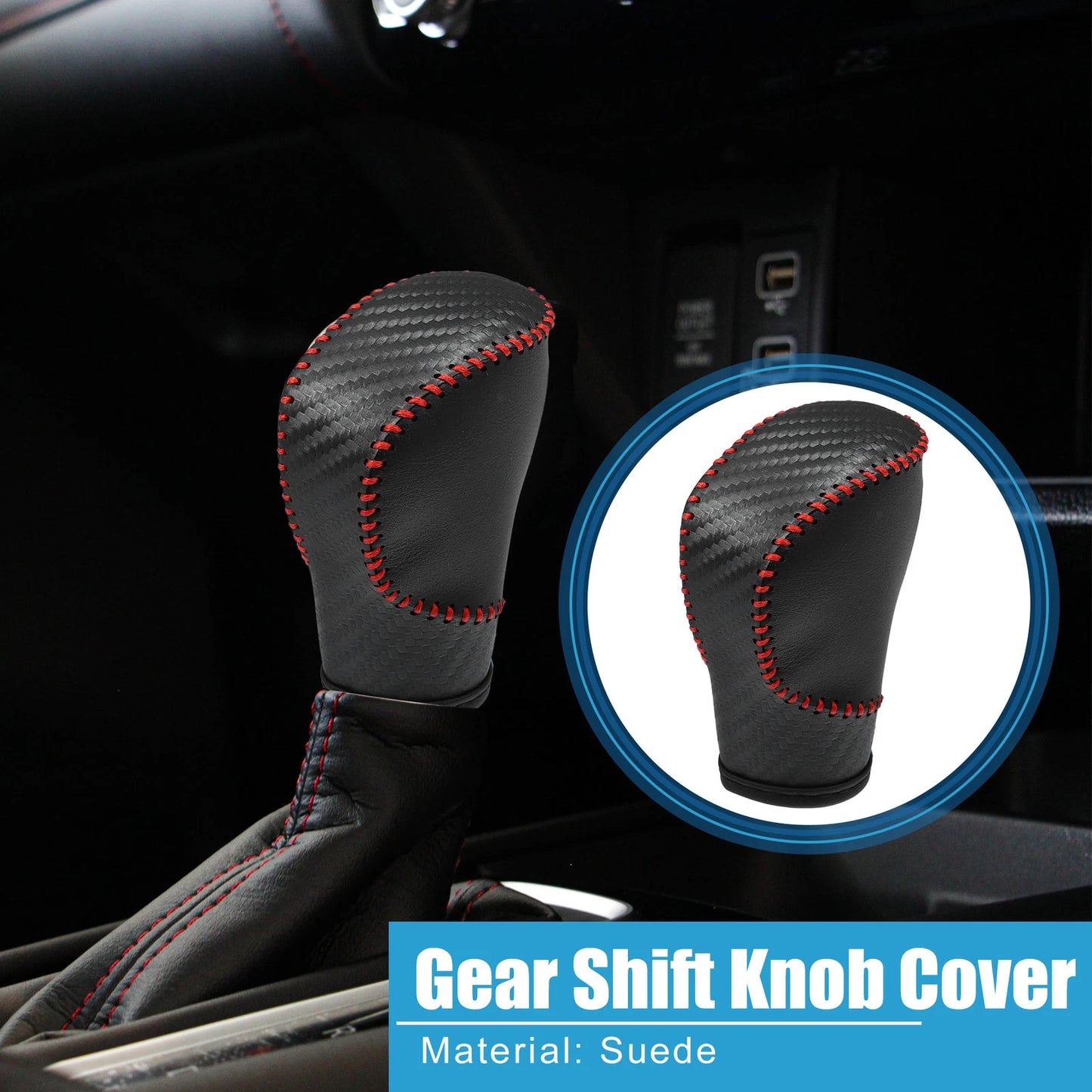 Gear Shift Lever Cover for Honda Civic 11th Gen 2020-2022 with Red Stitches