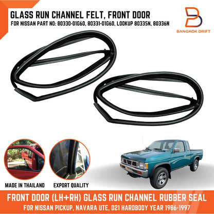 Front Door Glass Window Felt Channel for Nissan Navara D21, Pathfinder (86-97)