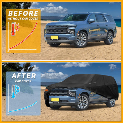 Car Cover 210D-PU All Weather Black for Chevrolet Tahoe