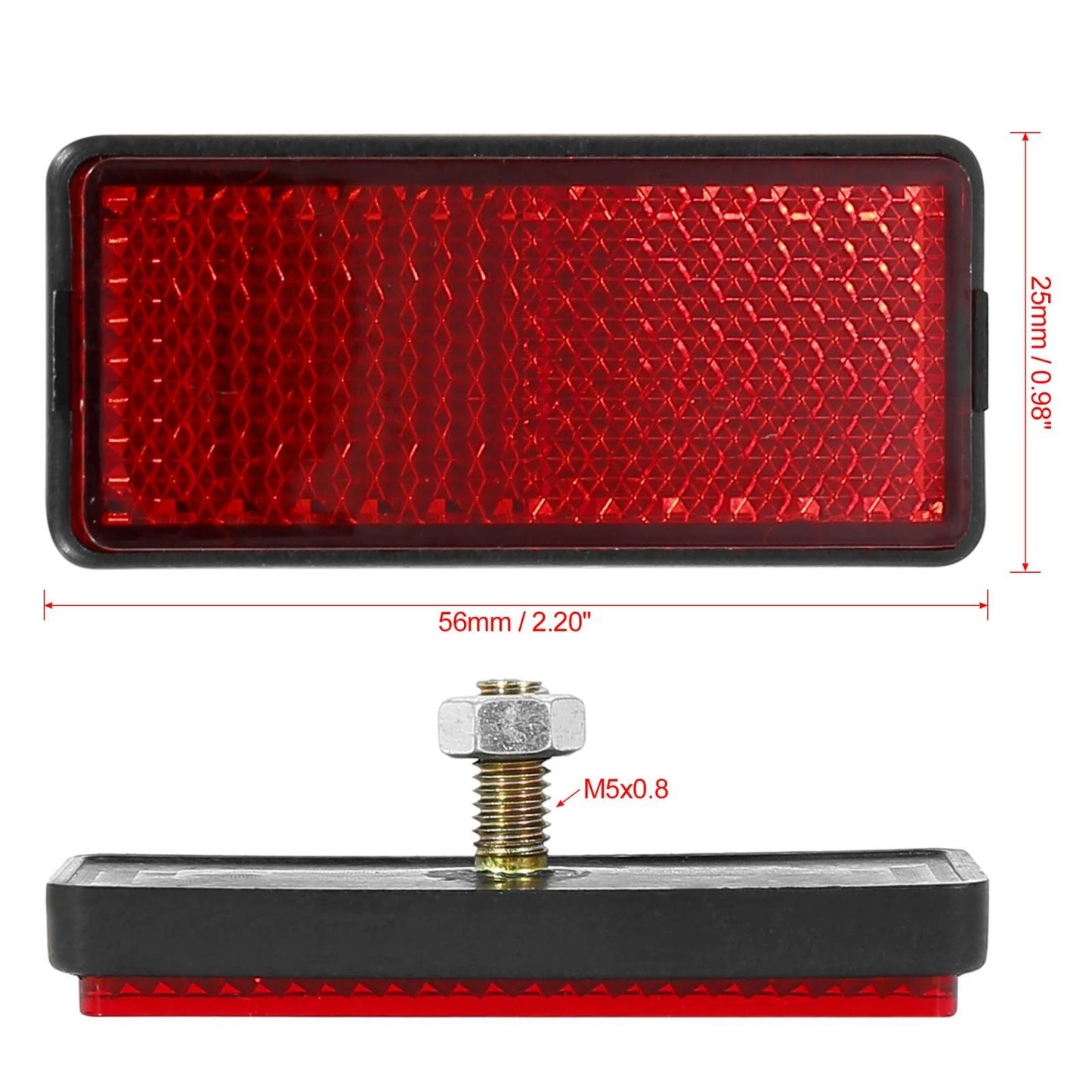 M6x1.0 Red License Plate Reflector 2 x for Motorcycles ATV Dirt Bike Universal