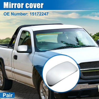 Chrome Plated Mirror Covers Cap Overlay for Chevrolet Silverado and GMC Sierra
