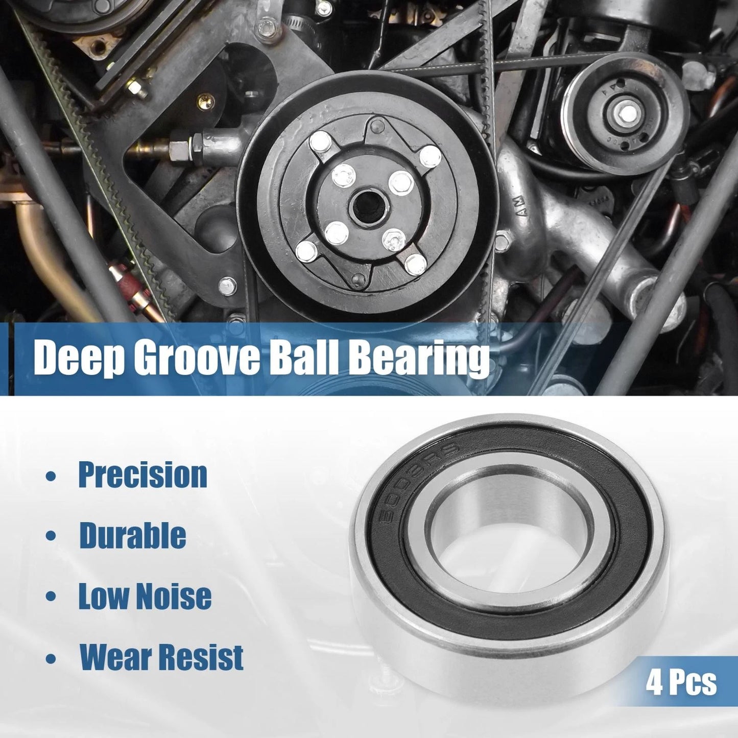 4pcs Deep Groove Ball Bearing 17x35x10mm Sealed Chrome Bearing for Vehicles