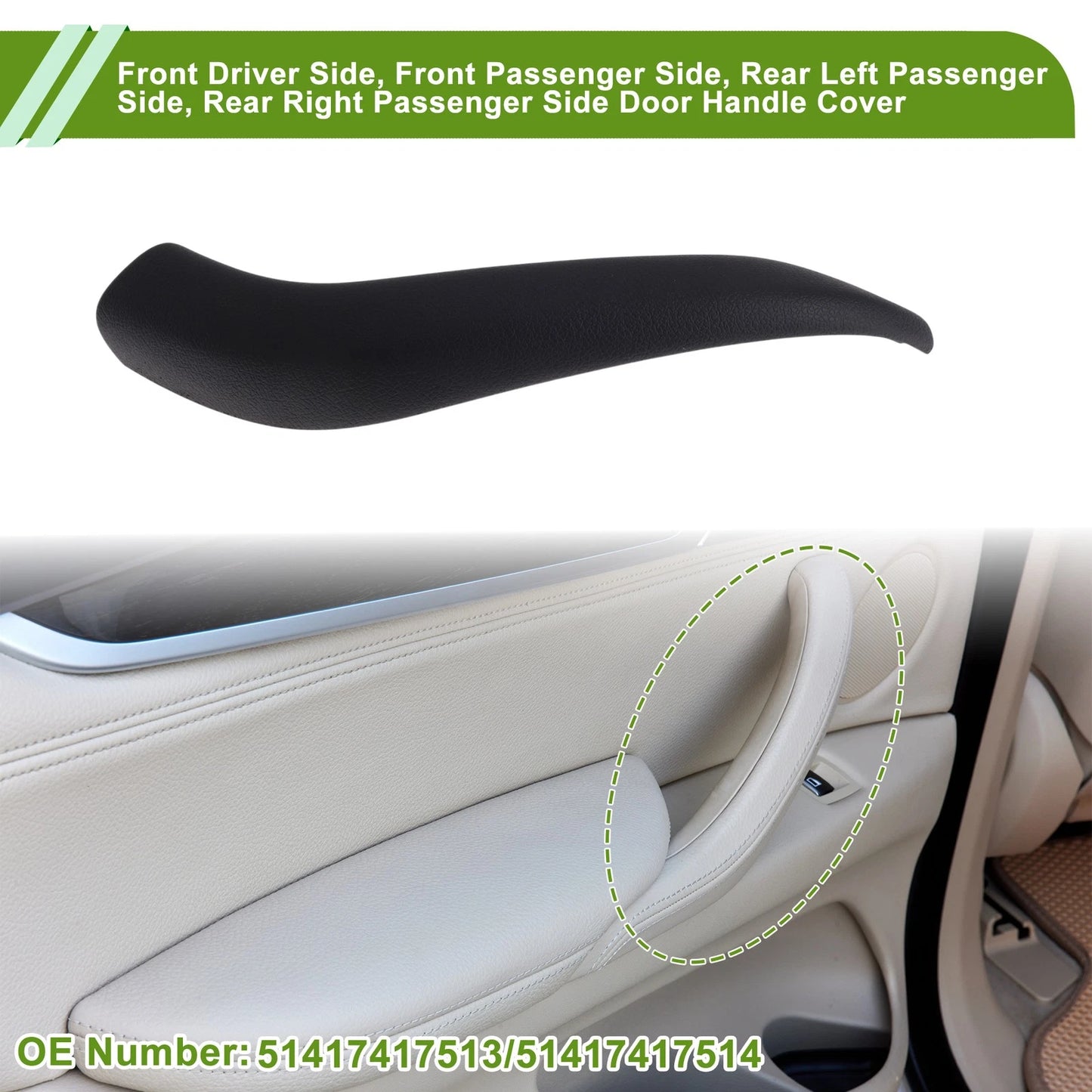 Door Panel Handle Pull Trim Cover for BMW X1 F48 (2016-2022) Black