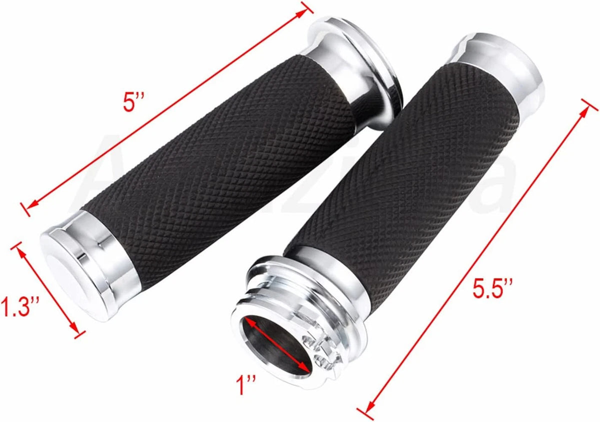 Chrome 1" Handlebar Grips for Harley Touring Sportster 883 1200 (2004-2023)