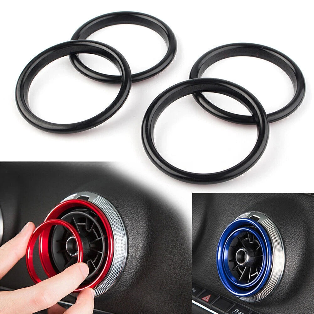 Black 4x Car Air Vent Cover Rings for Audi A3 S3 (2012-2019)