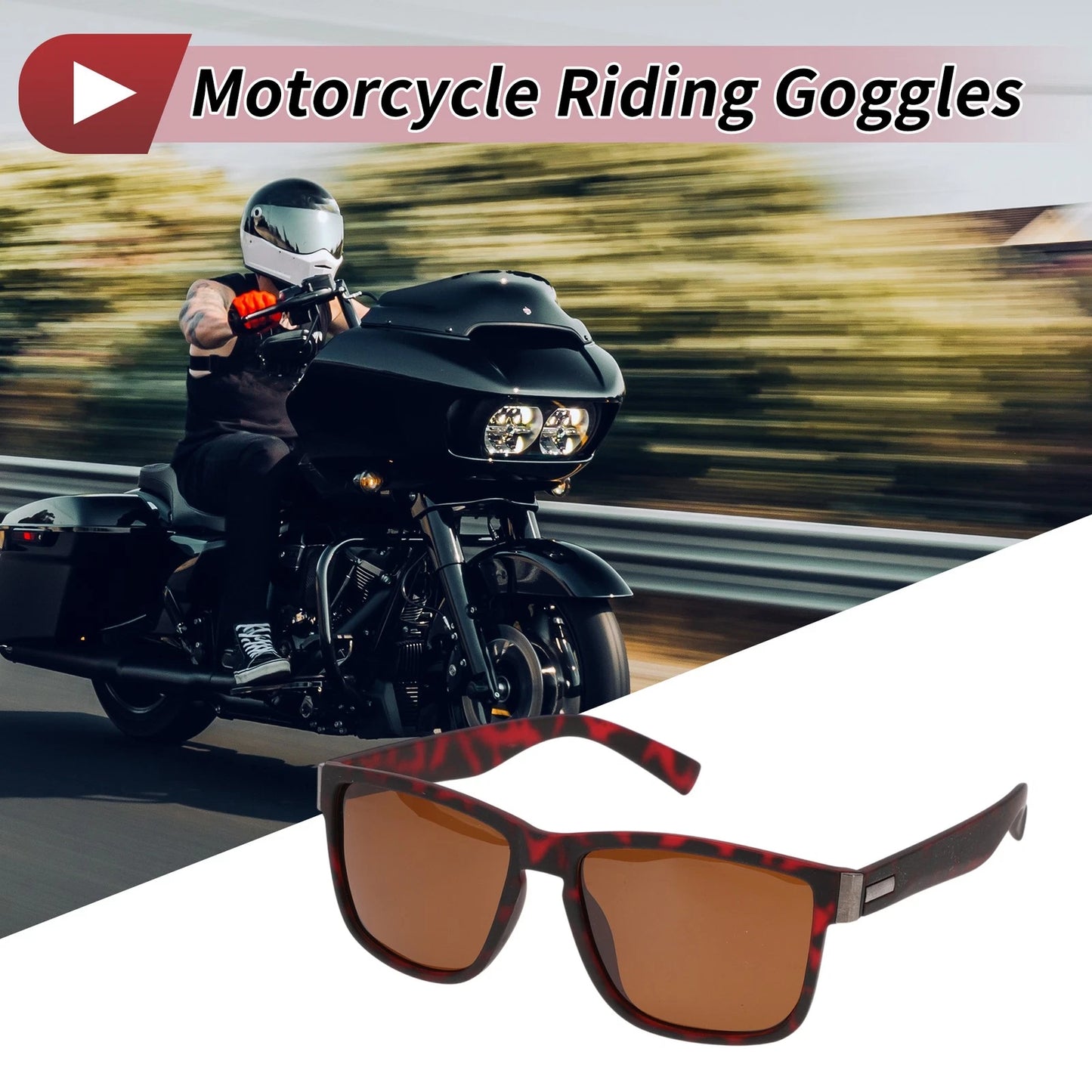 Motorcycle Riding Goggles 1 Pc Brown Lens Leopard Print Frame for Motorcycle