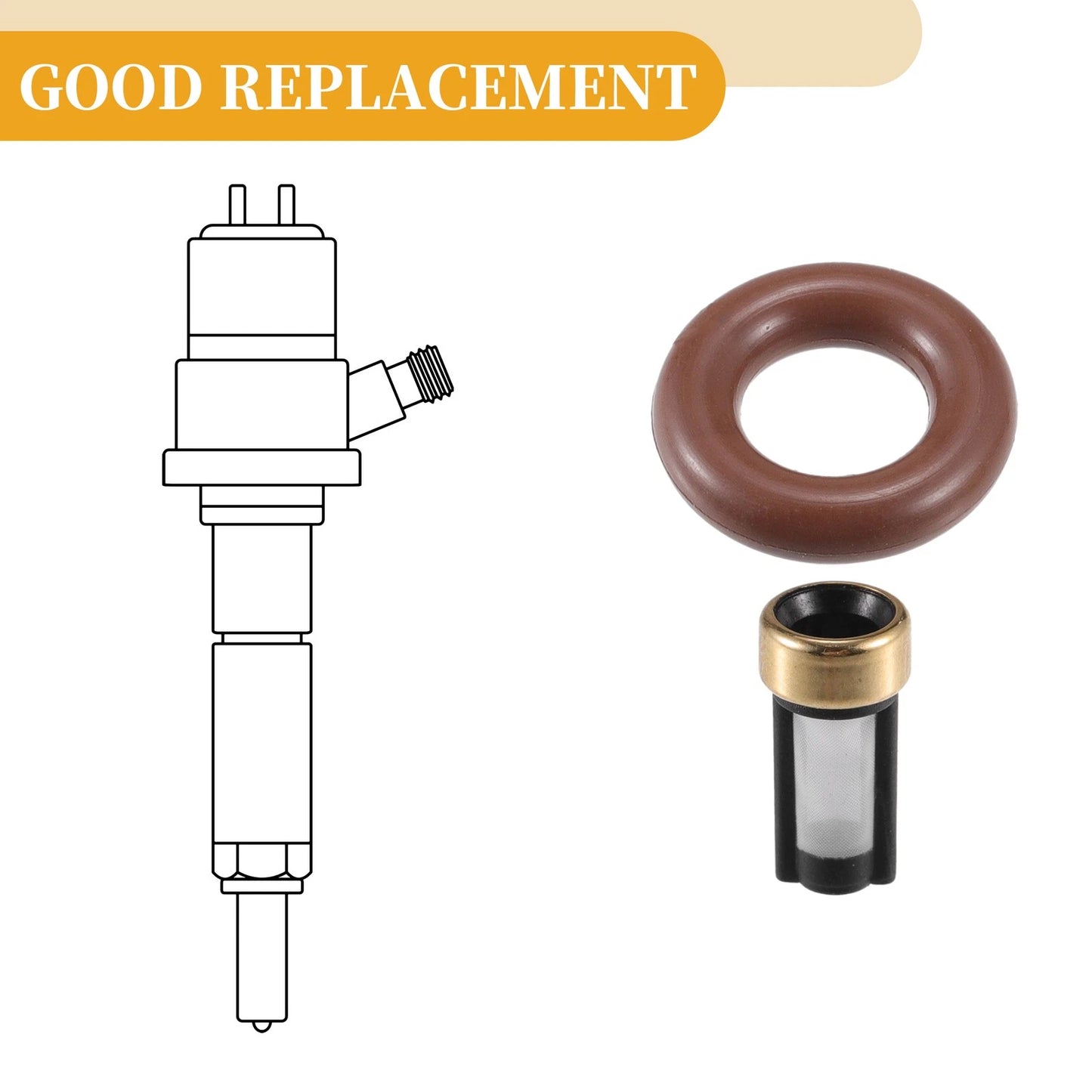 Fuel Injector Seal O Ring for Jeep Wrangler (2007-2010) - 6 x NBR Rubber Brown