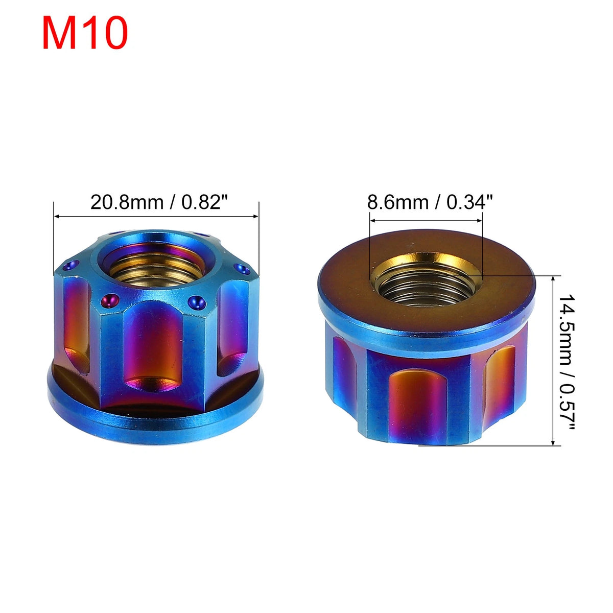 6 x Titanium Alloy M10 Pitch 1.25mm Flange Bolt Nut for Motorcycle Blue