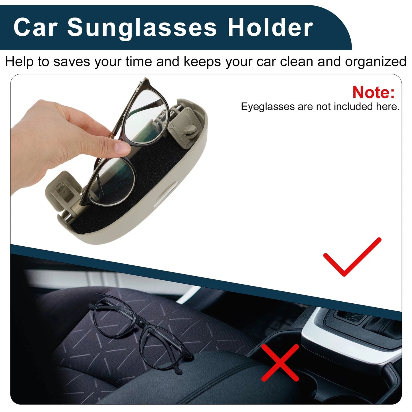 Sunglasses Case for Ford Puma MK2 ST Line X (2020-2025) ABS Beige 1 Set
