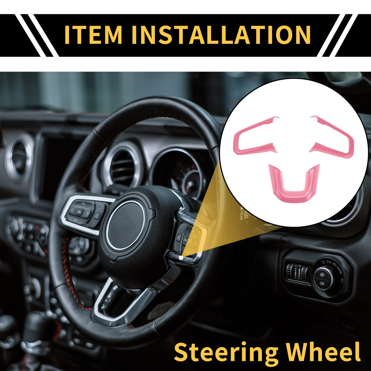 Steering Wheel Cover Trims for Jeep Wrangler JL JLU 2018-2024 - Pink