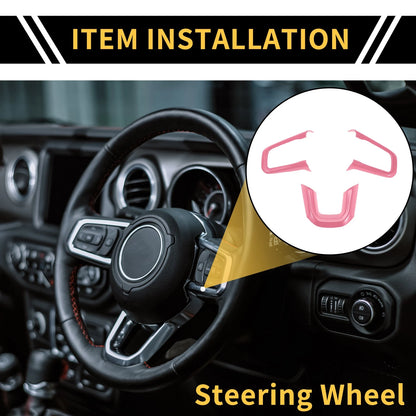 Steering Wheel Cover Trims for Jeep Wrangler JL JLU 2018-2024 - Pink